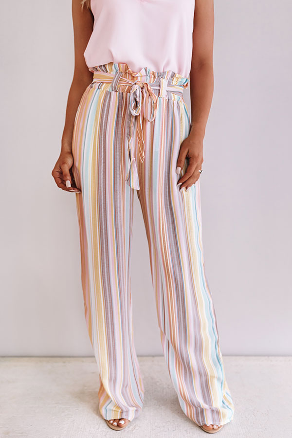Sweet Skyline Views Stripe Pants in Peach Image - 1