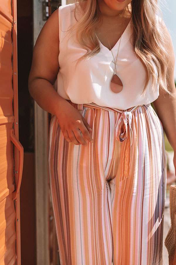 Sweet Skyline Views Stripe Pants in Peach Curves Image - 4