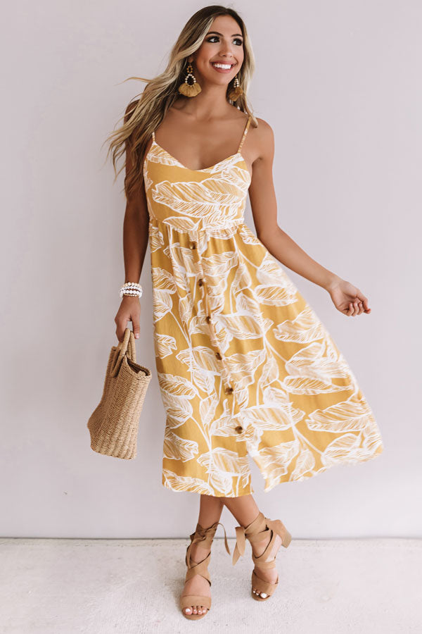 Tulum Sunset Button Down Midi in Marigold Image - 1