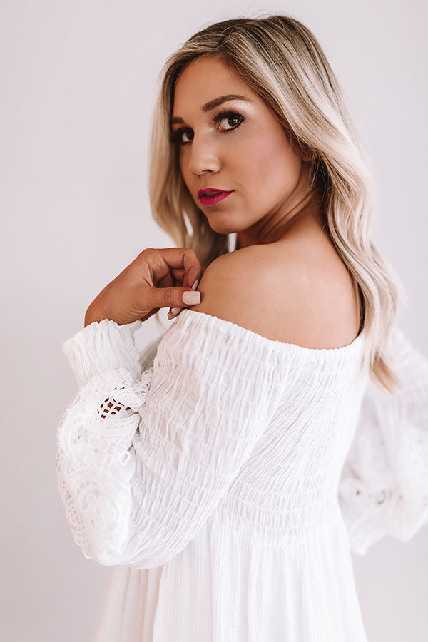 Greek Isle Getaway Smocked Crochet Dress Image - 5