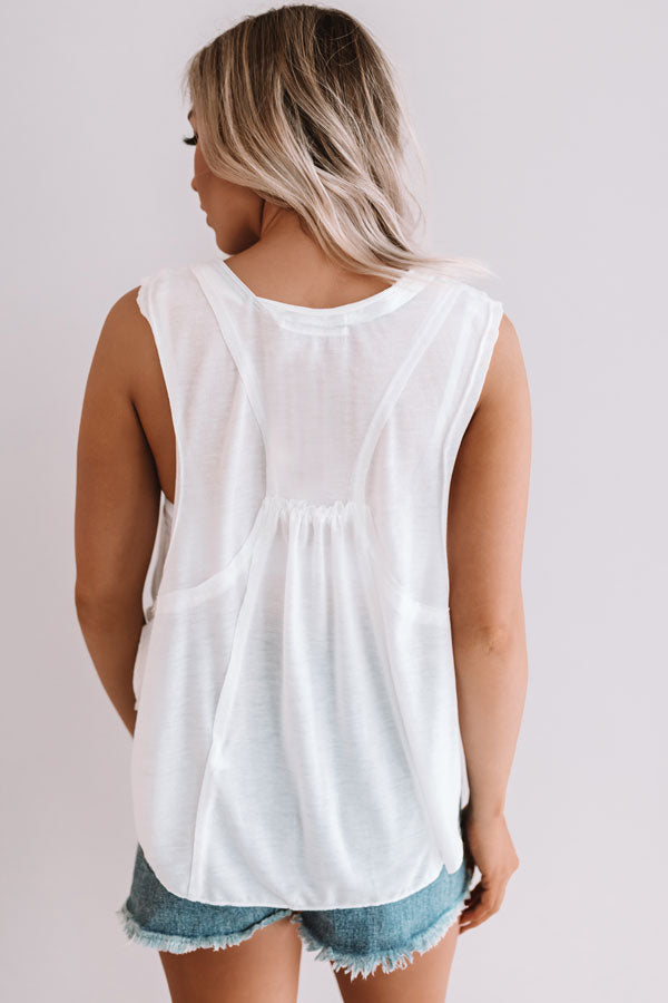 Make Your Own Luck Henley Tank In White Image - 5