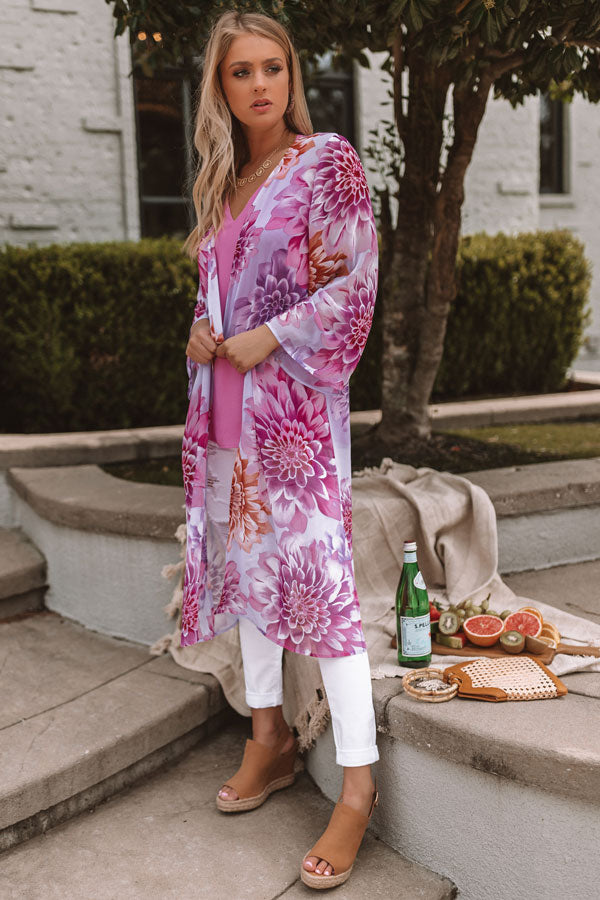 Turks and Coconuts Floral Duster in Lavender Image - 3