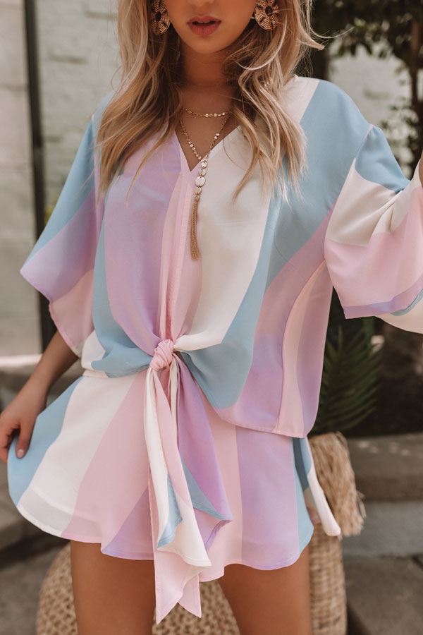 Sunshine Shorelines Stripe Swing Shorts in Pink Image - 1