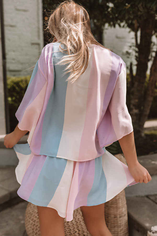 Sunshine Shorelines Stripe Swing Shorts in Pink Image - 2