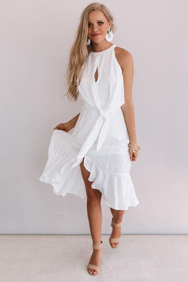 Going For Margs Front Tie Dress In White