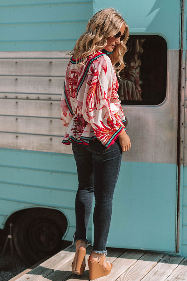 Palms Away Top in Scarlet Image - 4