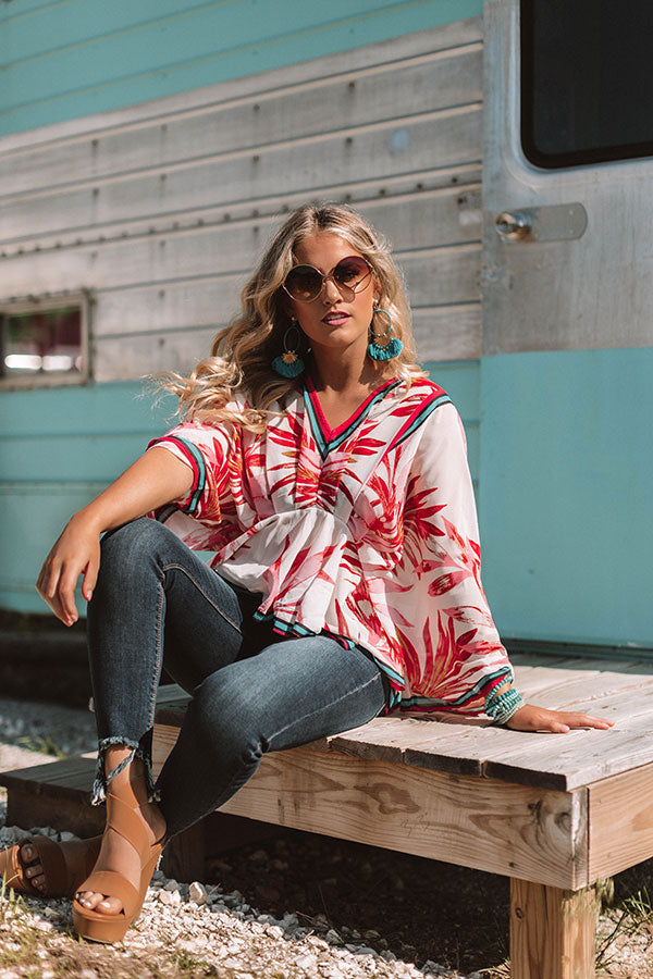 Palms Away Top in Scarlet Image - 1