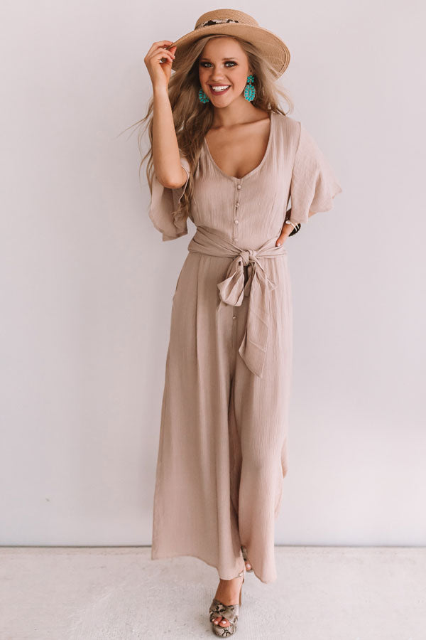 Italian Travels Jumpsuit In Taupe Image - 1