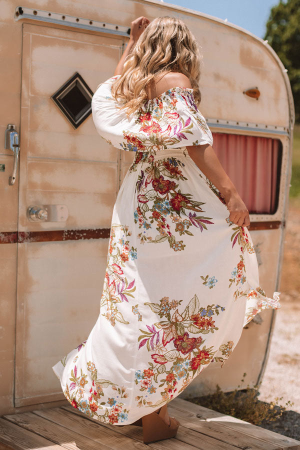First Class to Cancun Off Shoulder Maxi In Ivory Image - 5