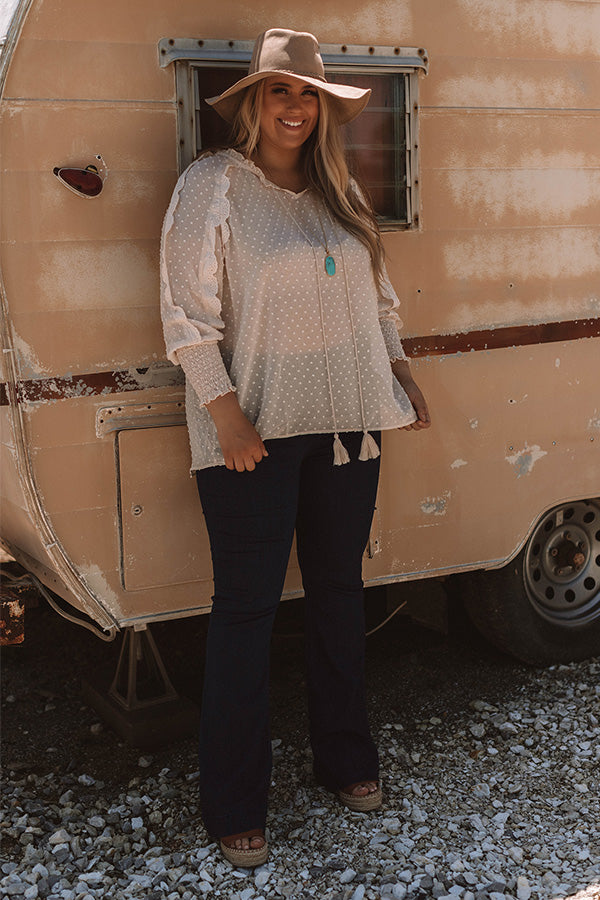 Champagne and Sugar Crochet Trim Shift Top In Cream Curves Image - 1