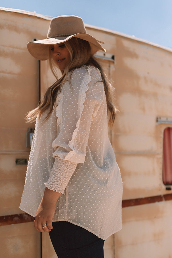 Champagne and Sugar Crochet Trim Shift Top In Cream Curves Image - 2