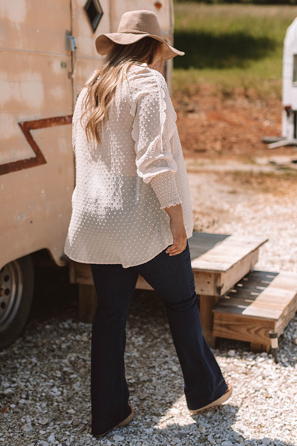 Champagne and Sugar Crochet Trim Shift Top In Cream Curves Image - 3