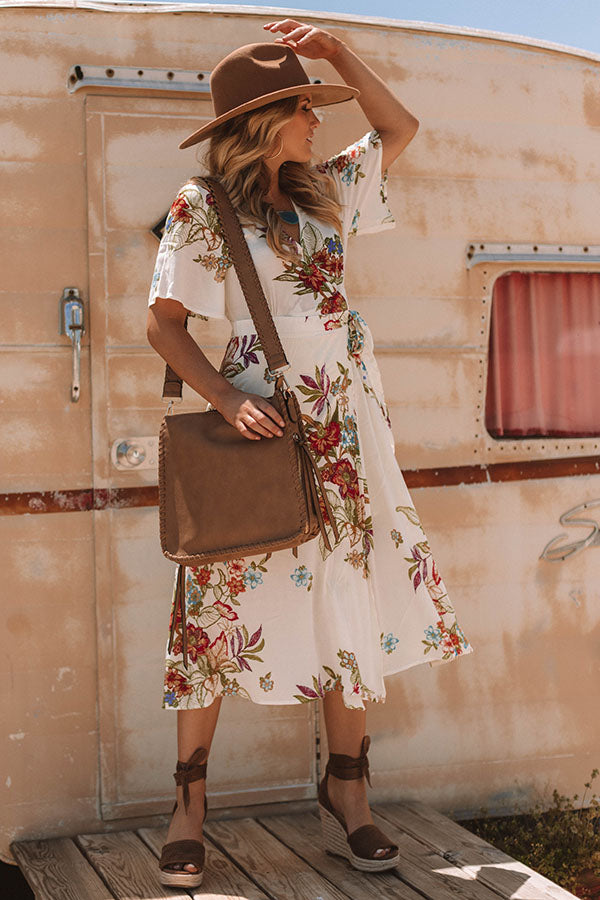 Palm Tree Party Wrap Midi In Cream Image - 3