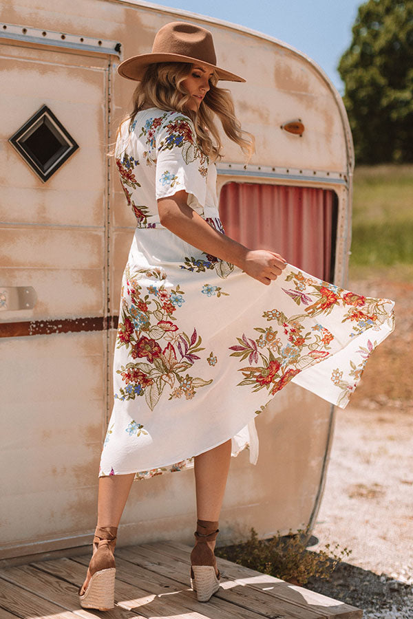 Palm Tree Party Wrap Midi In Cream Image - 5