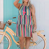 Cruising Down Sunset Stripe Dress in Lime Curves Image - 1