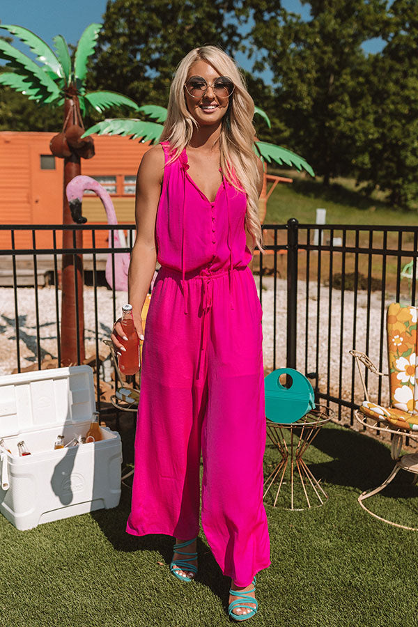 Gelato And Kisses Jumpsuit In Hot Pink Image - 1