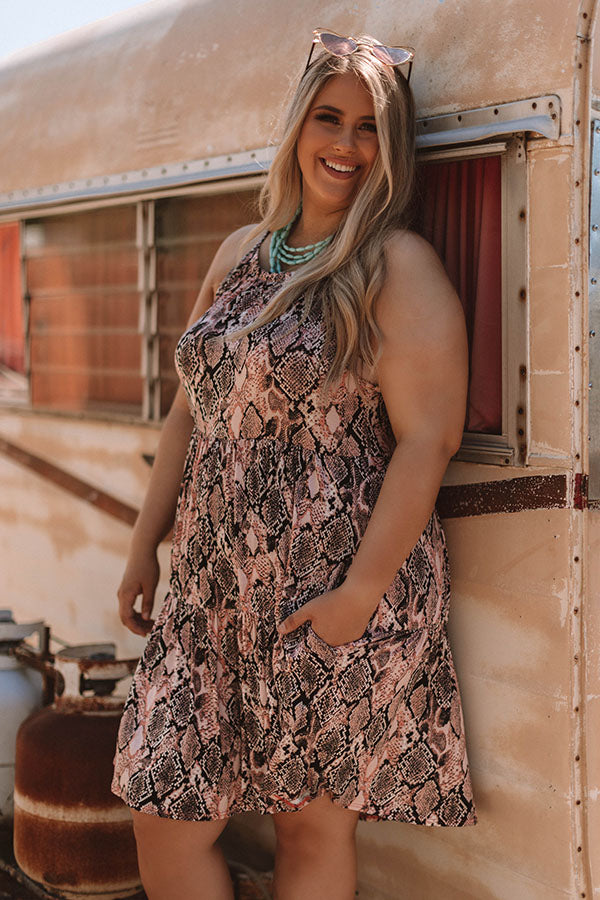 Cruising Down Sunset Snake Print Dress in Pink Curves Image - 2