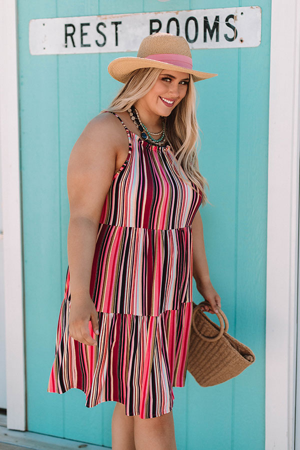 Cruising Down Sunset Stripe Dress in Pink Curves Image - 2