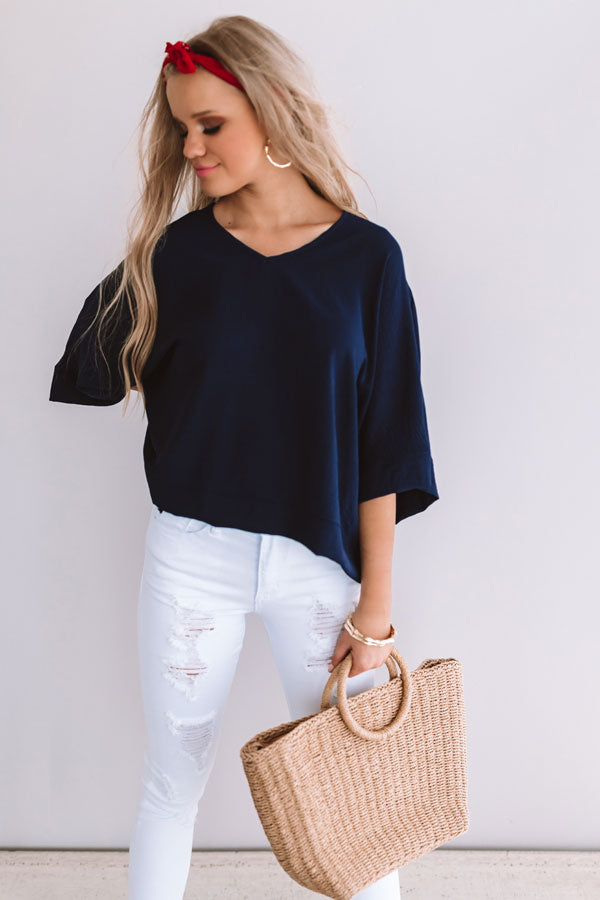 Mint Julep, Please Shift Top in Navy Image - 2