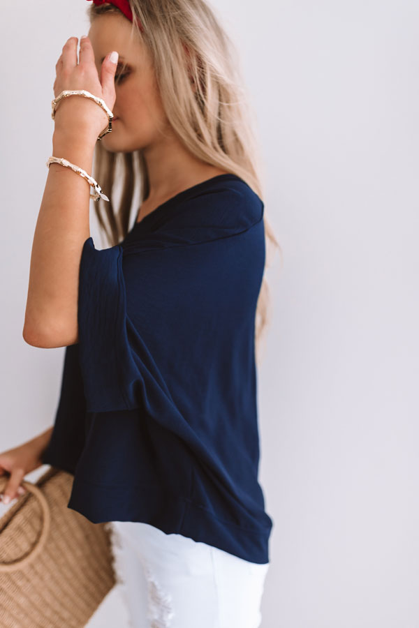 Mint Julep, Please Shift Top in Navy Image - 4