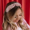 Sweet Pearl Velvet Headband In Blush Image - 1
