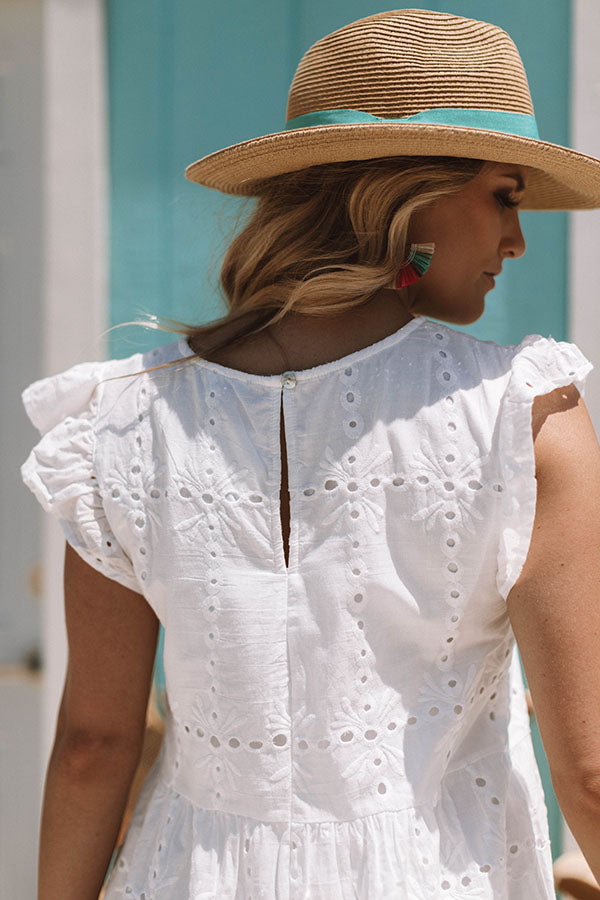 Florence Views Eyelet Dress in White Image - 5
