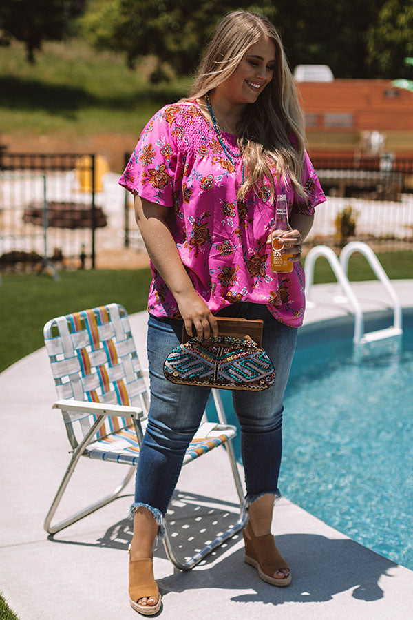 Made For Maui Floral Shift Top In Pink Curves Image - 1