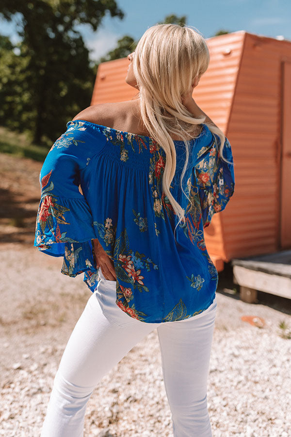 First Class To Cancun Off Shoulder Top In Royal Blue Image - 2
