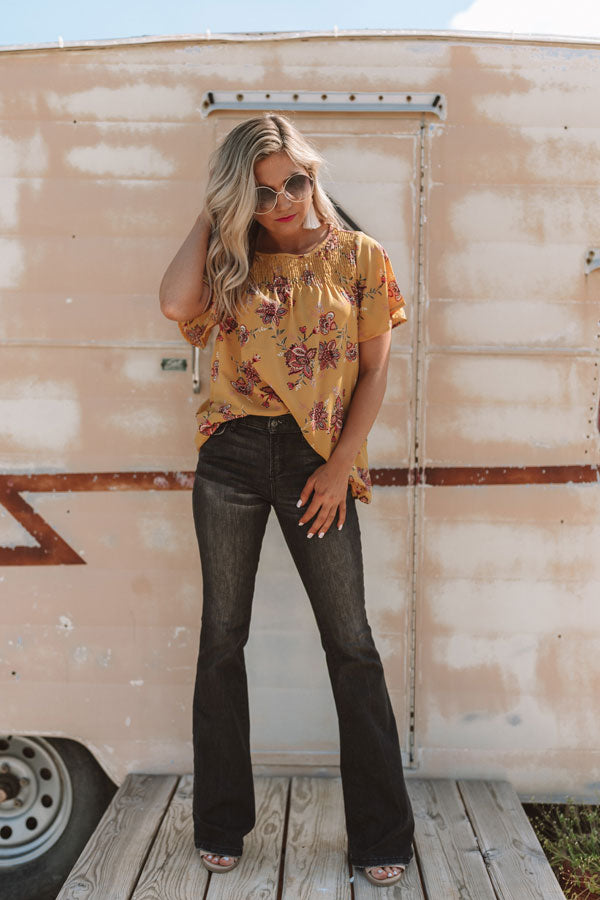 Made For Maui Floral Shift Top In Marigold Image - 2