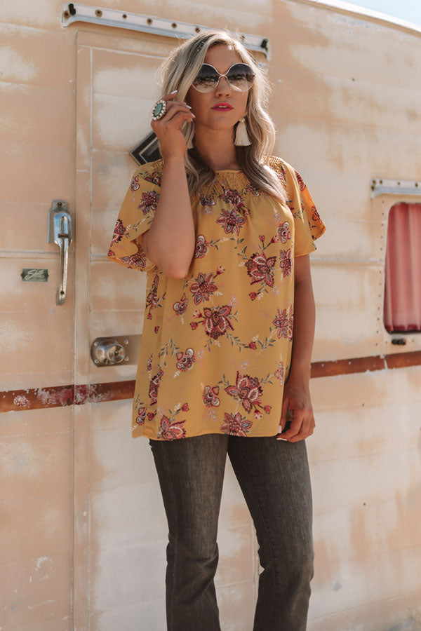 Made For Maui Floral Shift Top In Marigold Image - 4