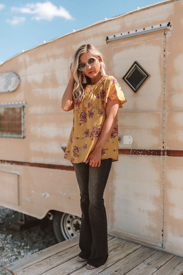 Made For Maui Floral Shift Top In Marigold Image - 5