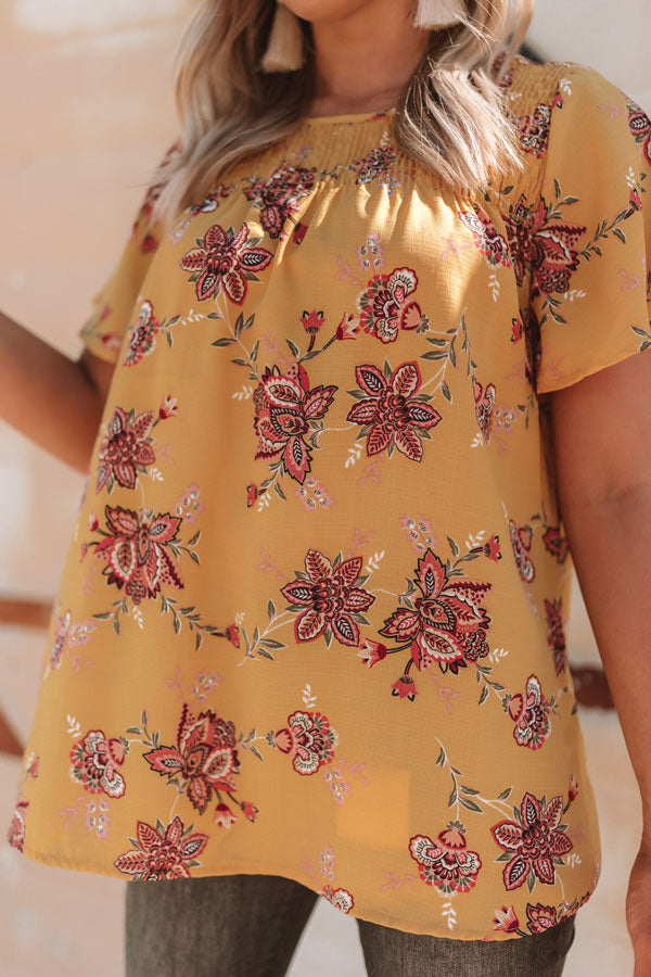 Made For Maui Floral Shift Top In Marigold Image - 3