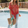 Casual Crush Embroidered Tie Top In Scarlet Image - 1