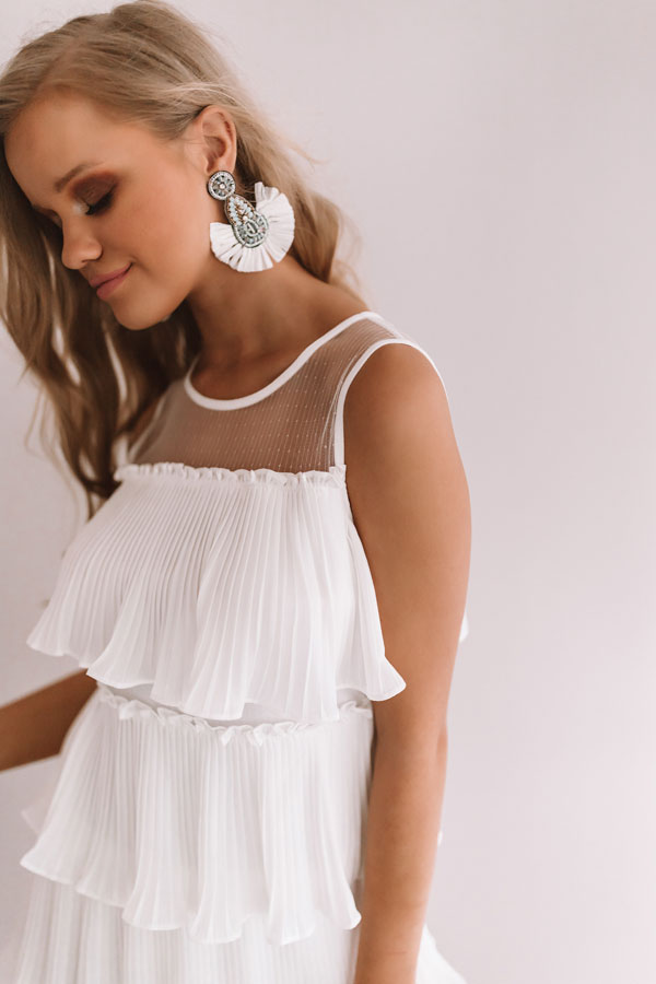 Cabernet Soiree Tiered Dress In White Image - 3