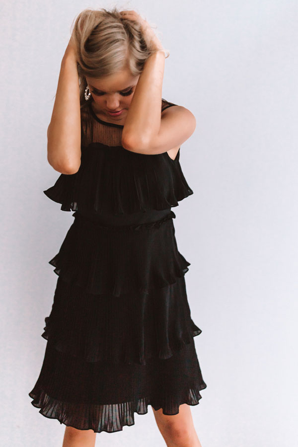 Cabernet Soiree Tiered Dress In Black Image - 3
