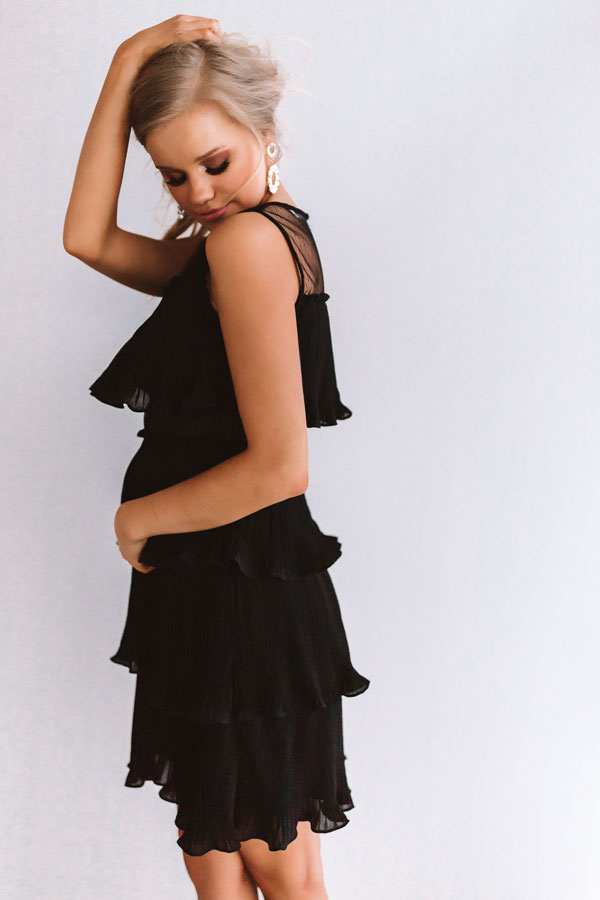 Cabernet Soiree Tiered Dress In Black Image - 5