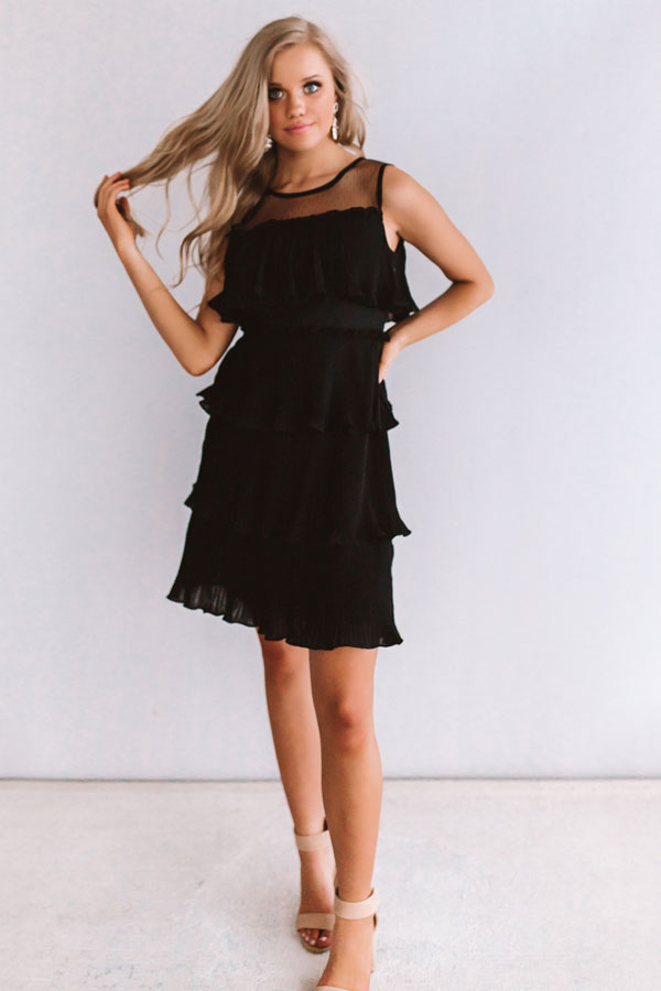 Cabernet Soiree Tiered Dress In Black Image - 1