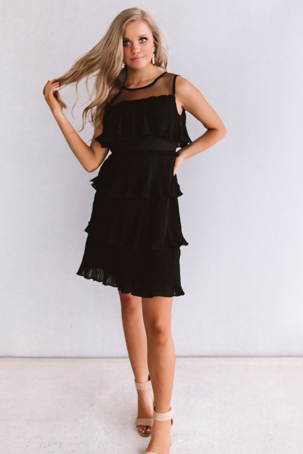 Cabernet Soiree Tiered Dress In Black
