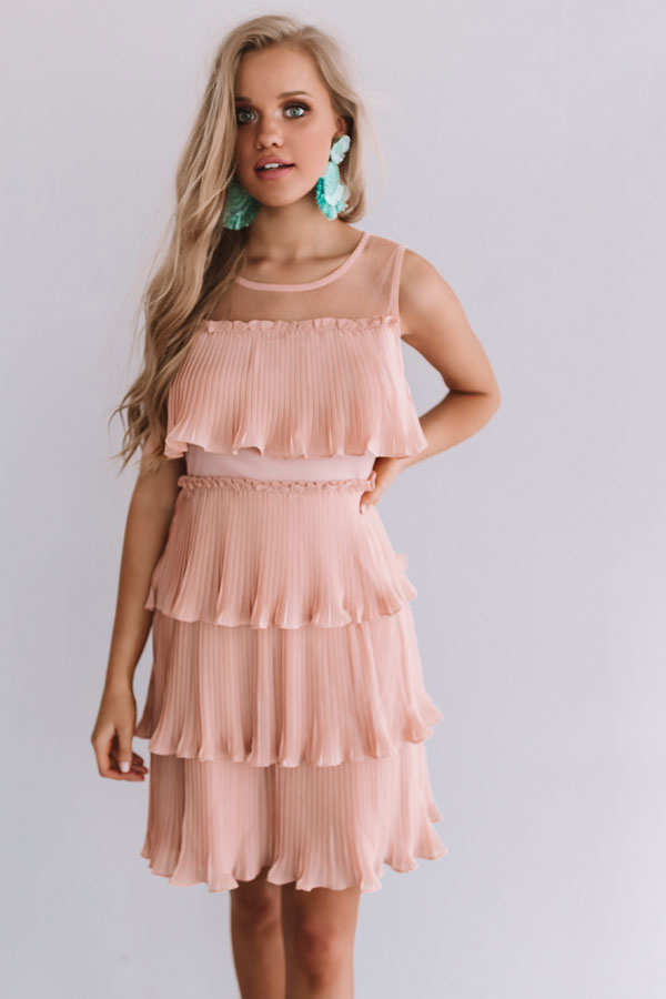 Cabernet Soiree Tiered Dress In Blush Image - 2