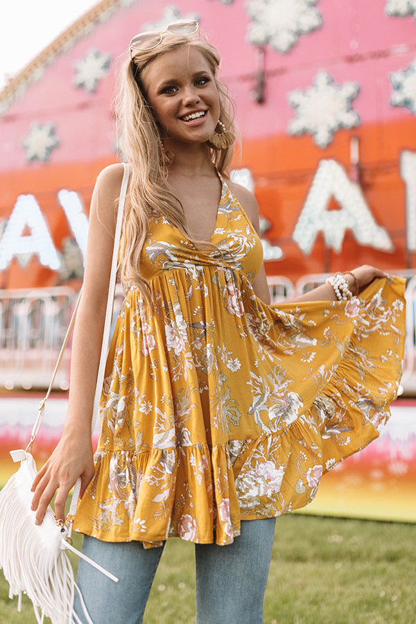 Sunny Side Chic Floral Halter Dress Image - 5