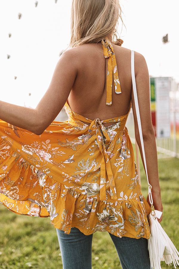 Sunny Side Chic Floral Halter Dress Image - 2