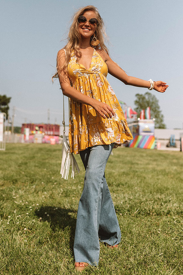 Sunny Side Chic Floral Halter Dress Image - 1