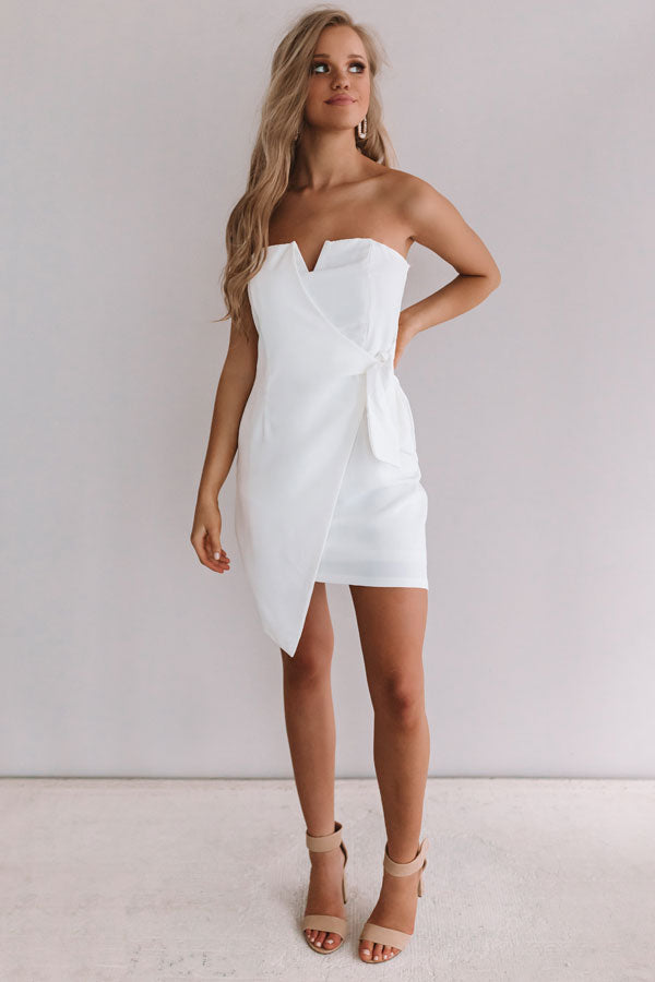 Who's That Girl Front Tie Dress In White