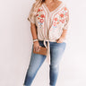 Casual Crush Embroidered Tie Top In Iced Latte  Curves Image - 1