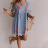 In The Moment Embroidered Babydoll Dress In Airy Blue Image - 1