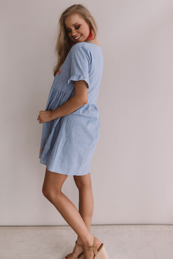In The Moment Embroidered Babydoll Dress In Airy Blue Image - 4