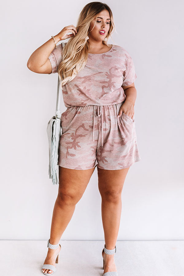 All Caught Up Camo Romper In Blush Curves Image - 2