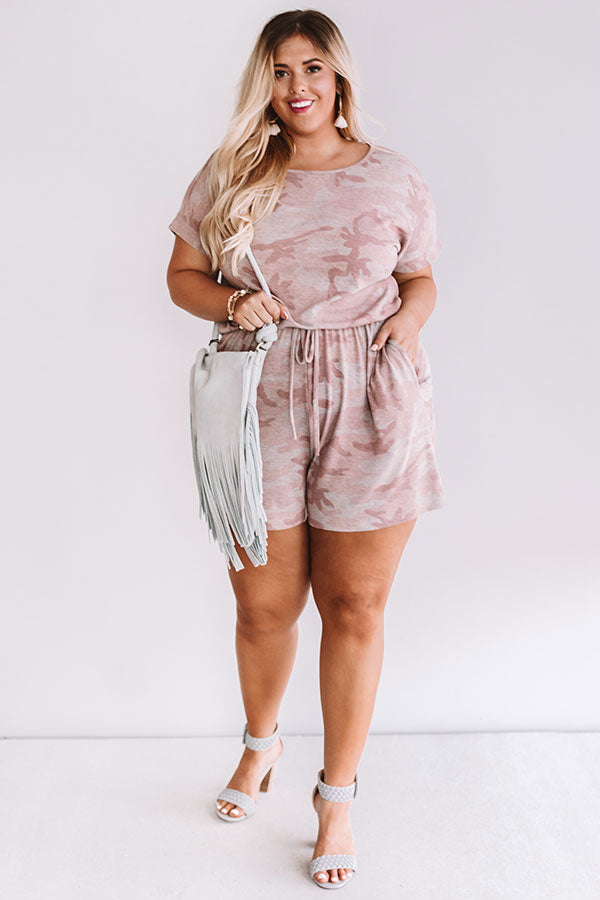 All Caught Up Camo Romper In Blush Curves Image - 1