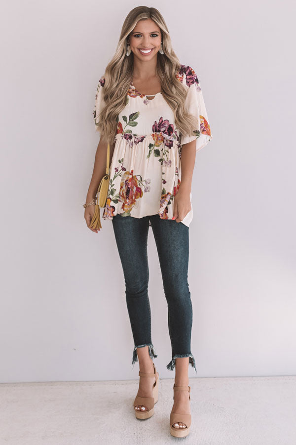 Sunrise Mimosas Babydoll Top In Cream Image - 1