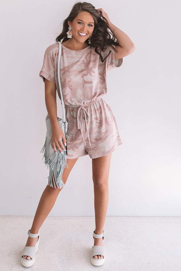 All Caught Up Camo Romper In Blush Image - 1